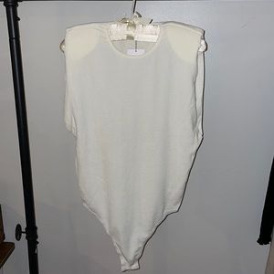NWT DANIELLE BERNSTEIN ivory shoulder pad bodysuit